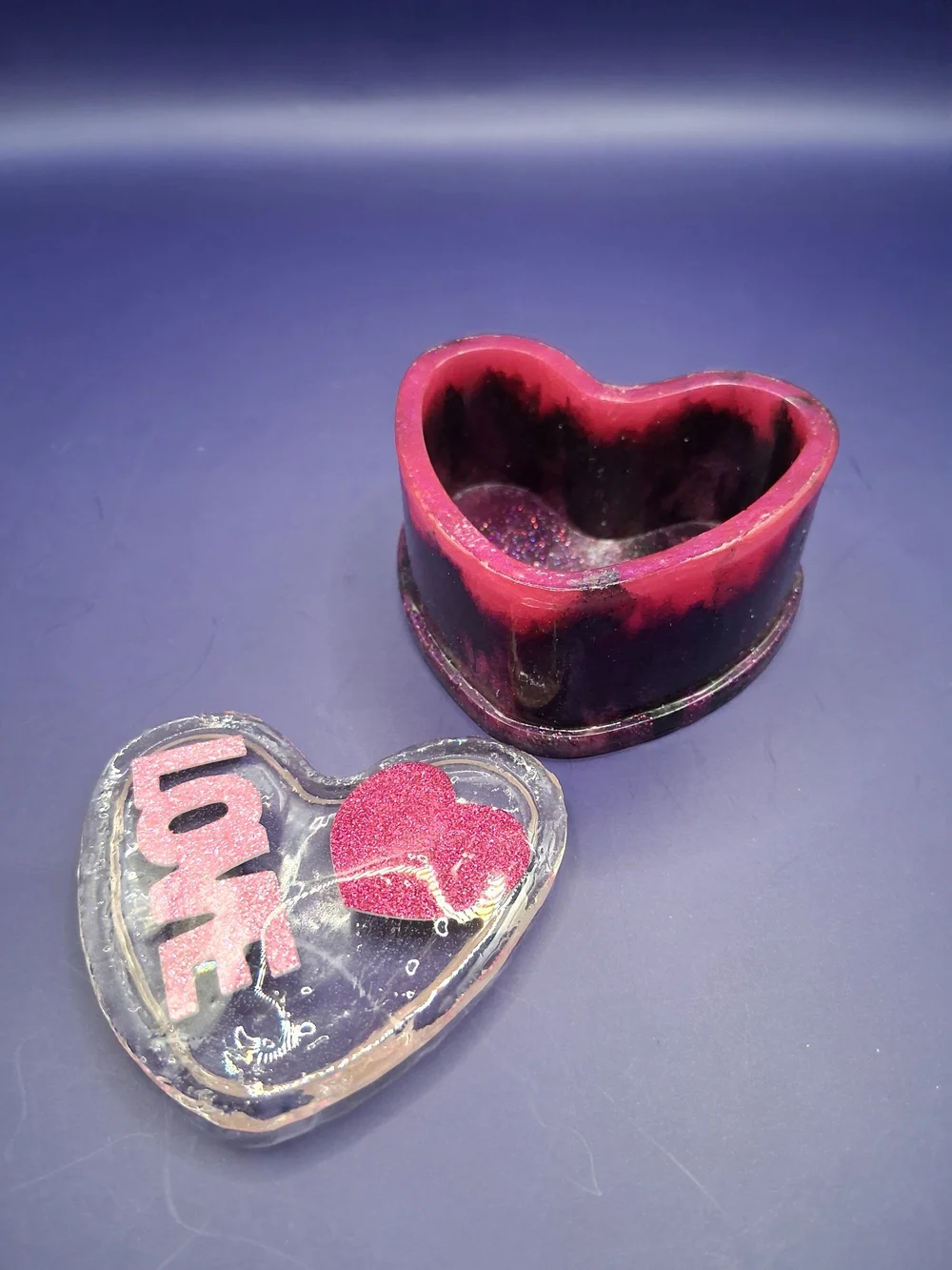 Heart-Shaped Pink Glitter Trinket Box